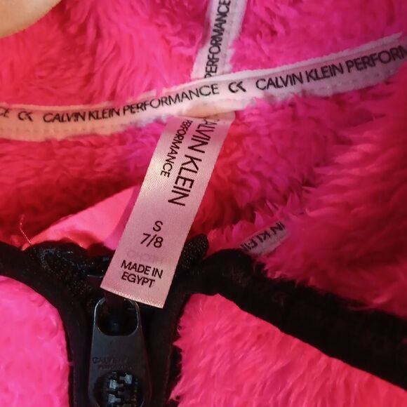 Calvin Klein Performance Pink Fuzzy Girls Hoodie - Picture 3 of 7